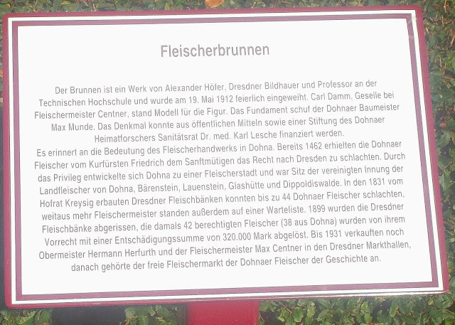 Infotafel Fleischerbrunnen Dohna Sachsens zweitälteste Stadt Sehenswürdigkeiten